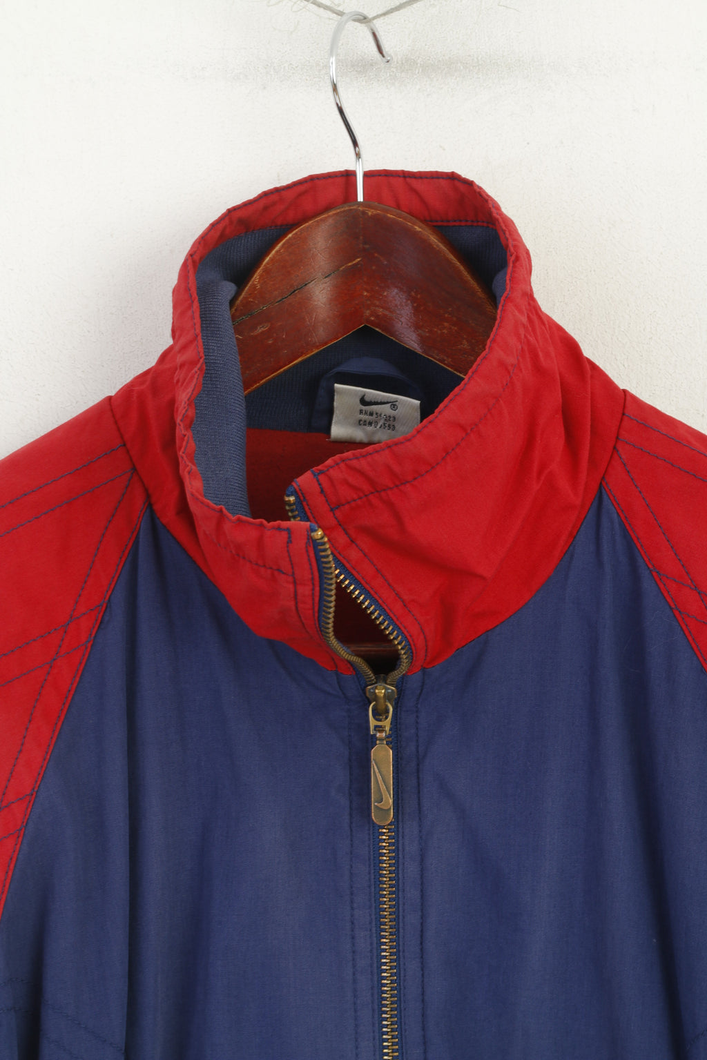 Nike Homme M Veste Marine Rouge vintage 90s Sportswear Full Zipper Oldschool Top
