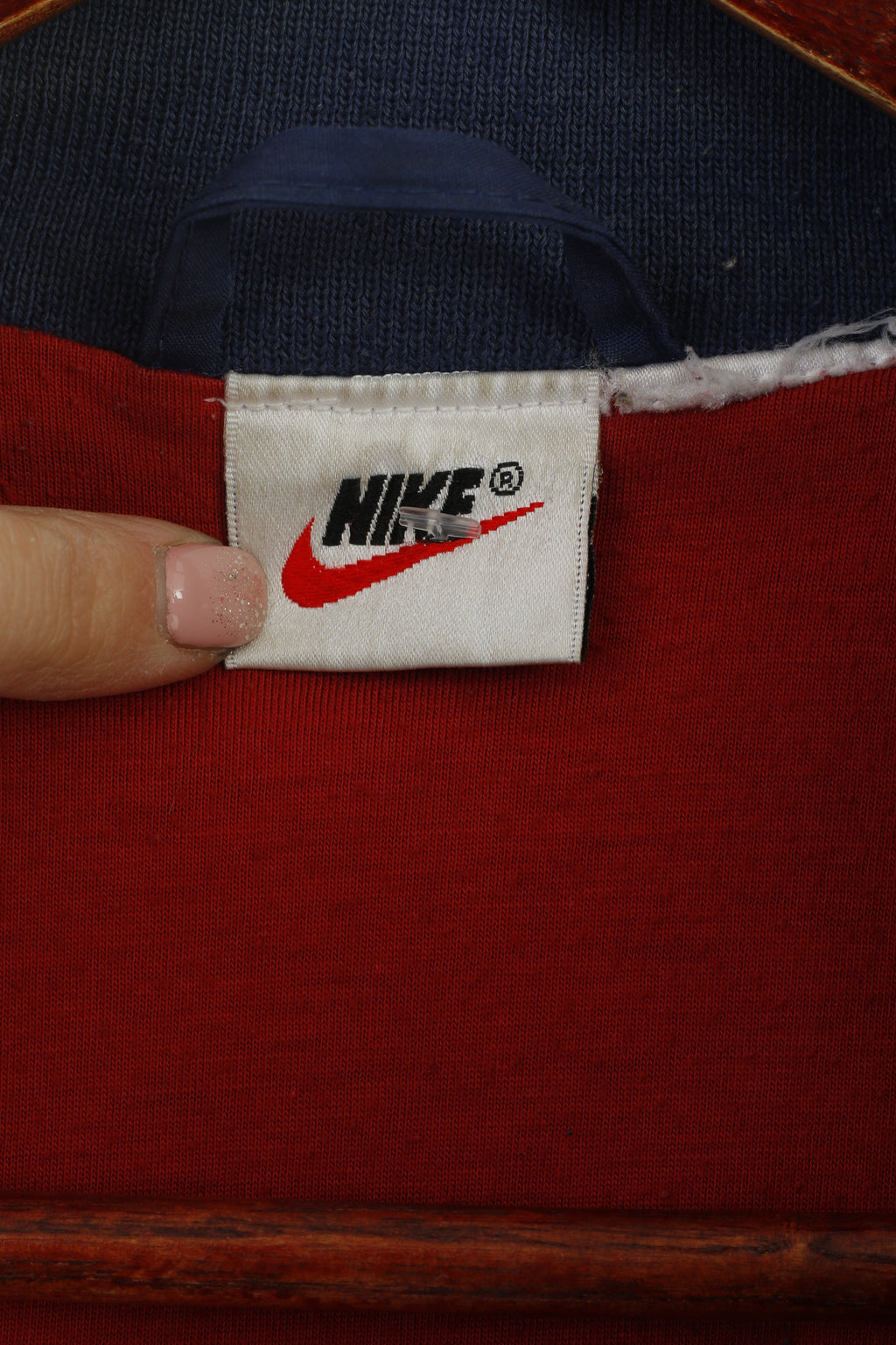 Nike Homme M Veste Marine Rouge vintage 90s Sportswear Full Zipper Oldschool Top