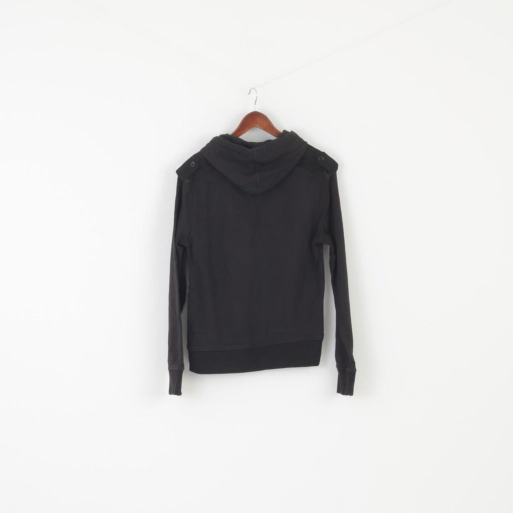 Schott NYC Men M (S) Sweatshirt Black Cotton Hooded Bros Logo Army Top