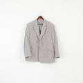 Peter Christian Men 50 Blazer Blue Beige Striped Cotton Shoulder Pads Jacket