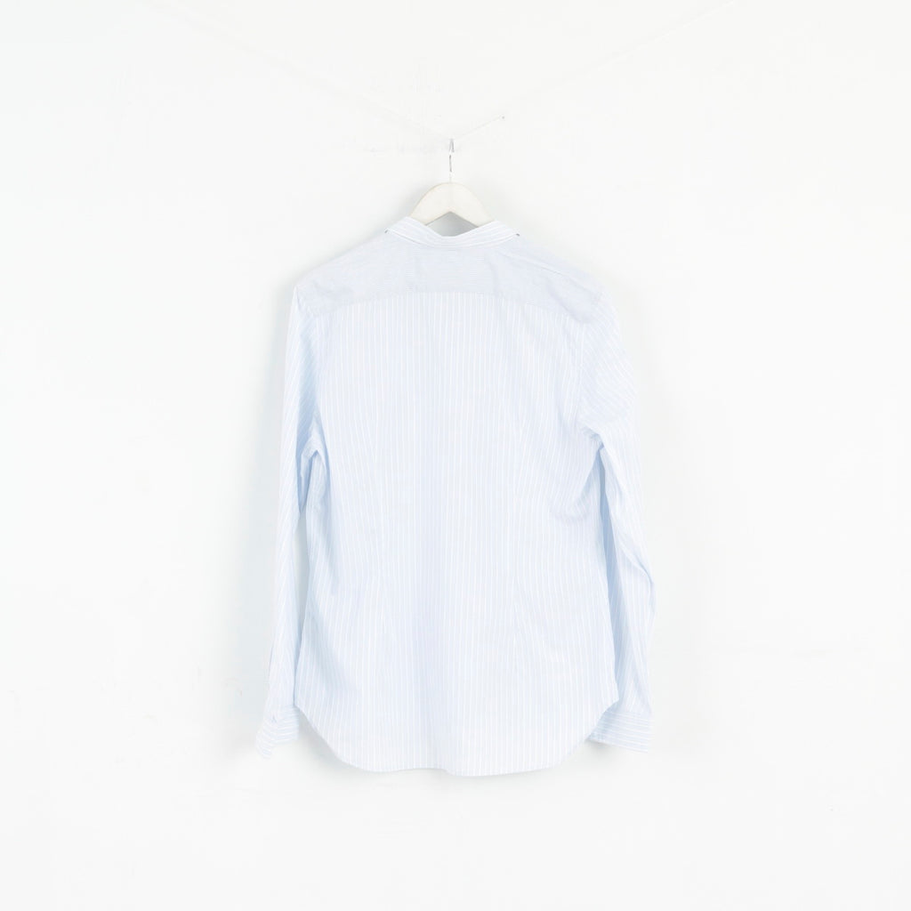 Paul Smith Men XL Casual Shirt Blue Striped Cotton Fitted Long Sleeve Top