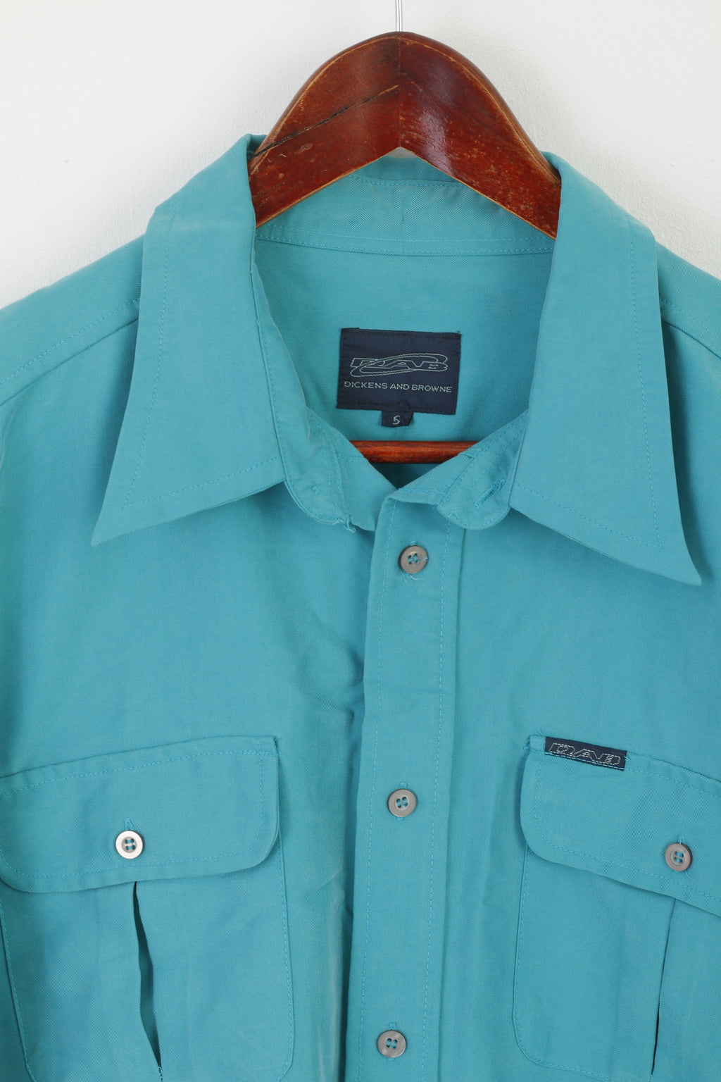 DAB Dickens and Browne Men 5 2XL Casual Shirt Green Vintage Modal Long Sleeve Top