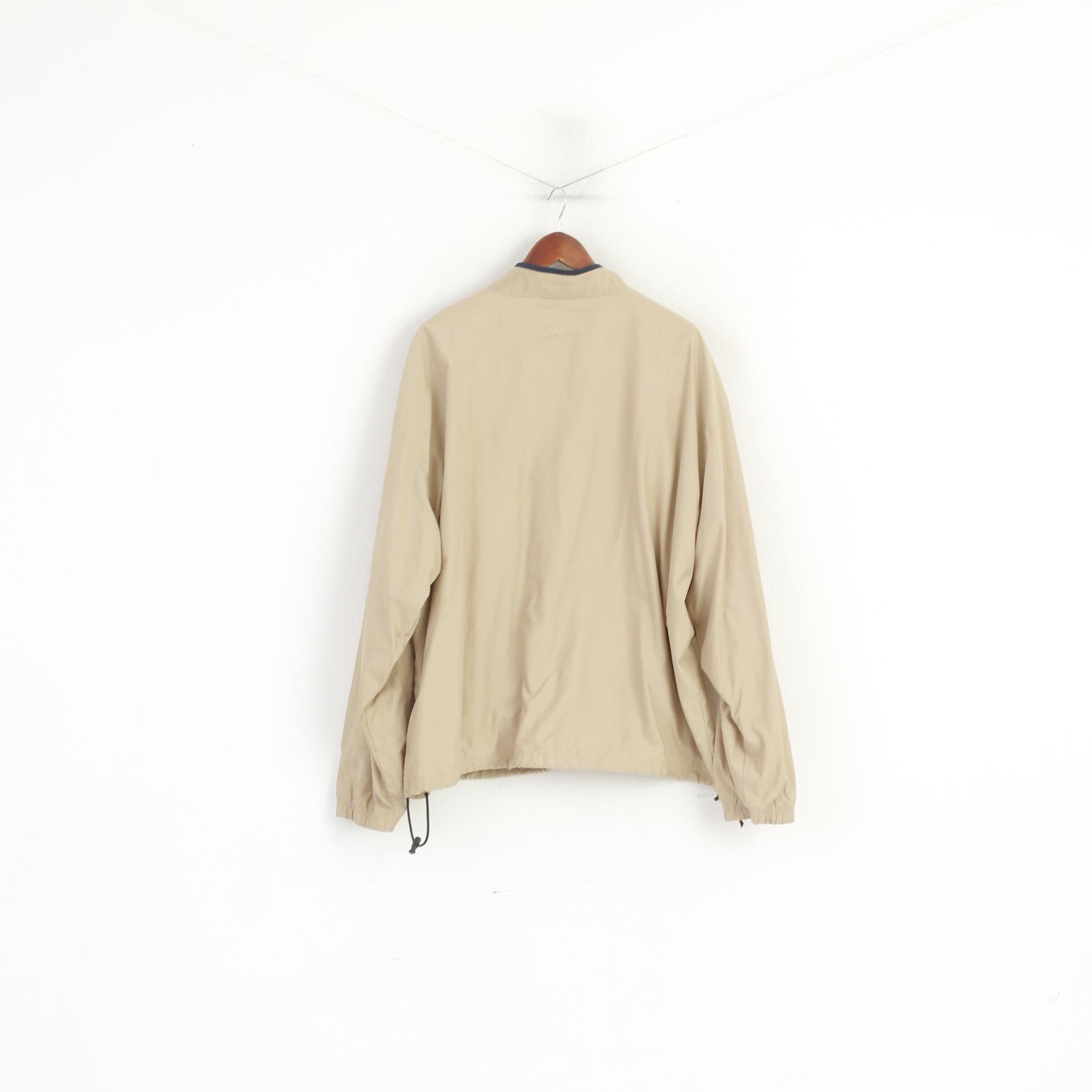Reebok Golf Men XL Pullover Jacket Beige Sportswear Zip Neck Bomber Track Top