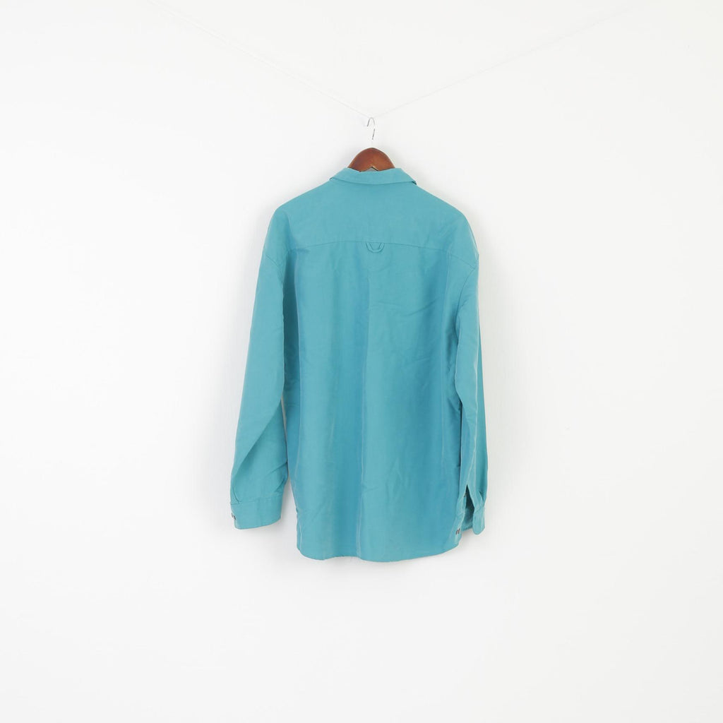 DAB Dickens and Browne Men 5 2XL Casual Shirt Green Vintage Modal Long Sleeve Top