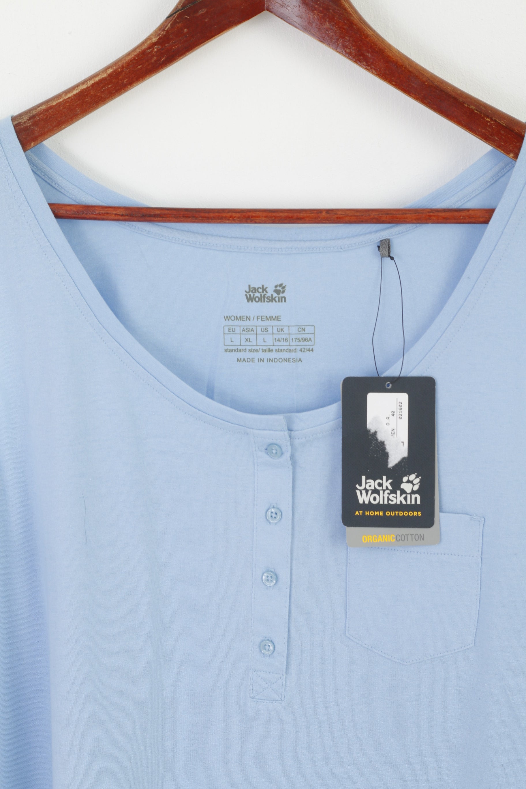 Nouveau Jack Wolfskin Femmes L 14-16 Chemise Bleu Coton Col Rond Sans Manches Débardeur