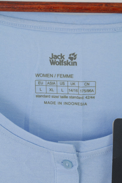 Nuova camicia Jack Wolfskin da donna L 14-16 Canotta senza maniche girocollo in cotone blu