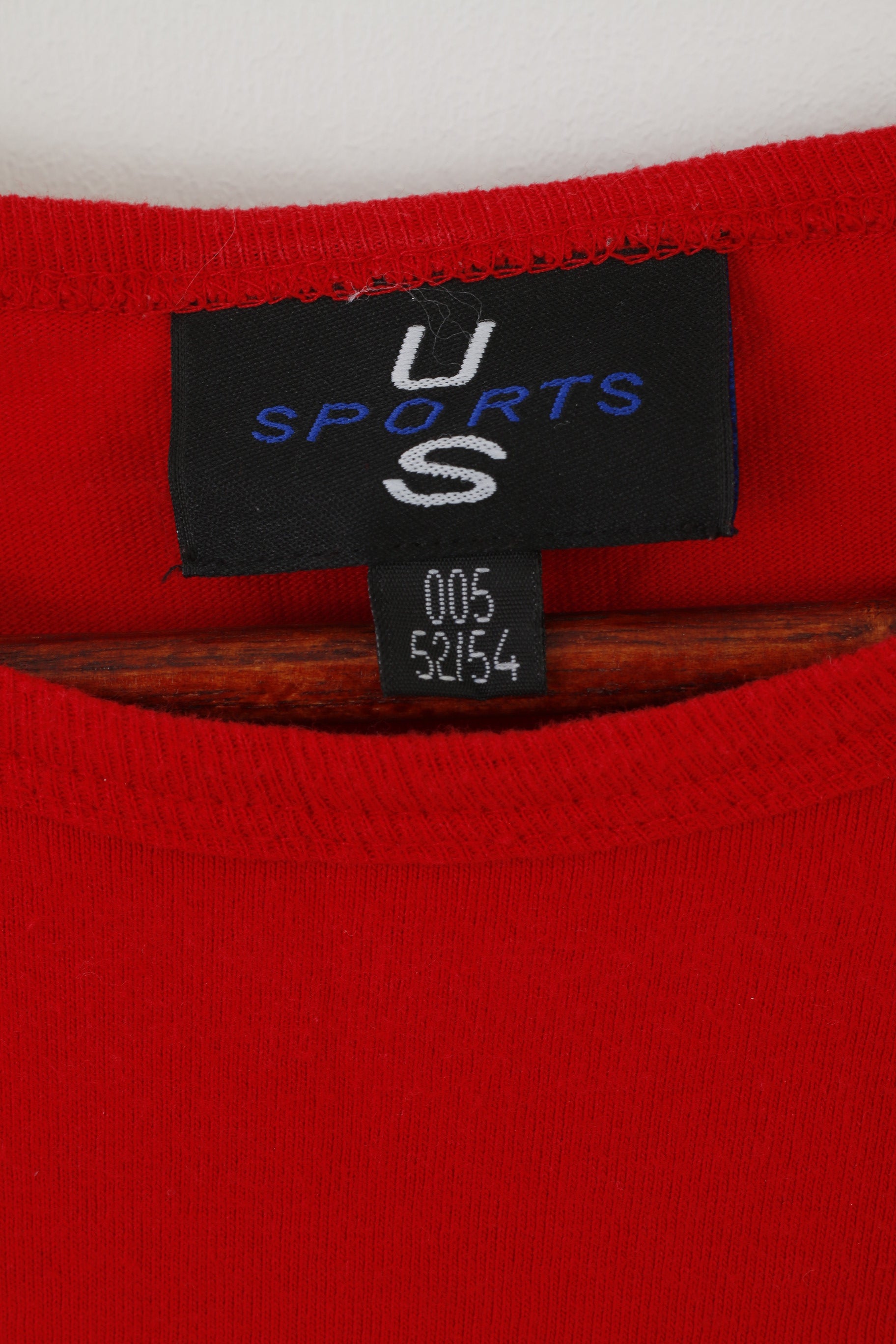 US Sports Men 52/54 L Shirt Red Cotton Vintage Long Sleeve Crew Neck Athletic #1 Top