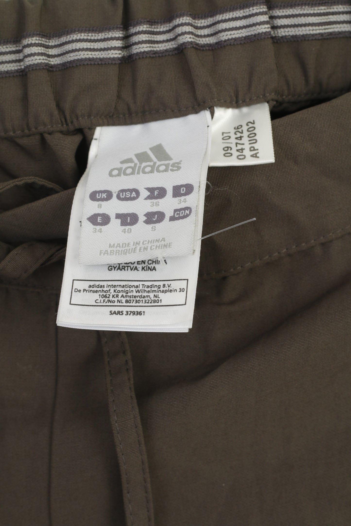 Adidas Women 8 36 S Cropped Pants Brown Cotton Sportswear Capri