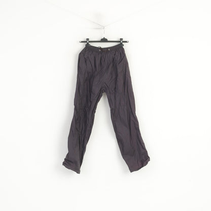 Pantaloni vintage da uomo S neri viola lucidi Pantaloni leggeri da esterno impermeabili al 100% in nylon