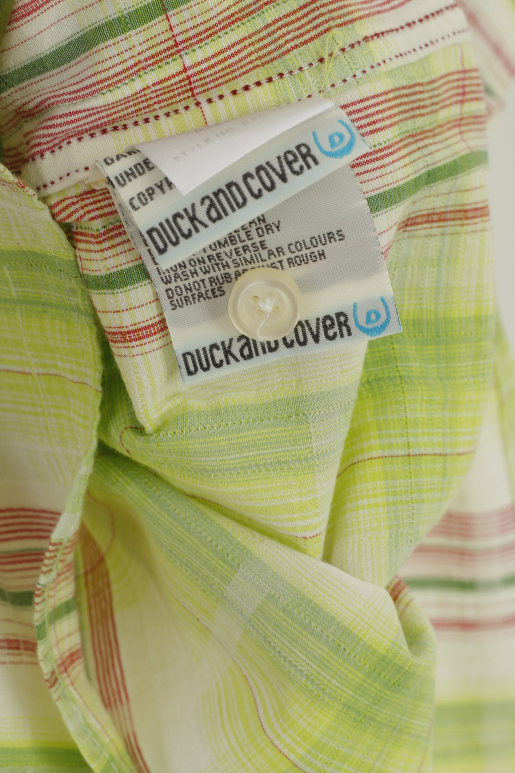 Duck and Cover Men XL (M) Casual Shirt Green Check Cotton Pockets Short Sleeve Top