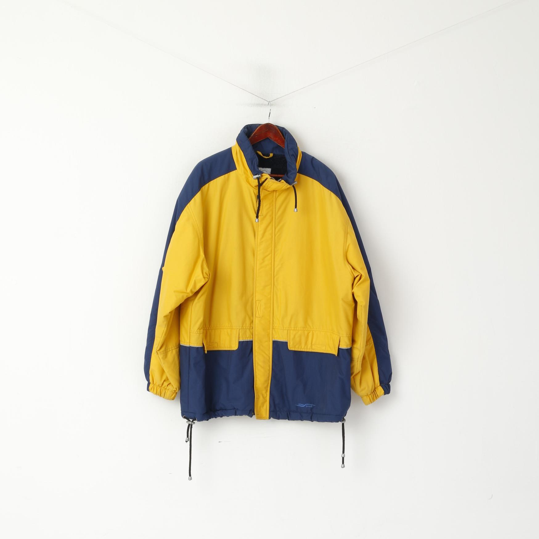 Etirel le style sportif Men XXL Jacket Yellow Rembourré Ski Full Zipper Vintage Sport Top