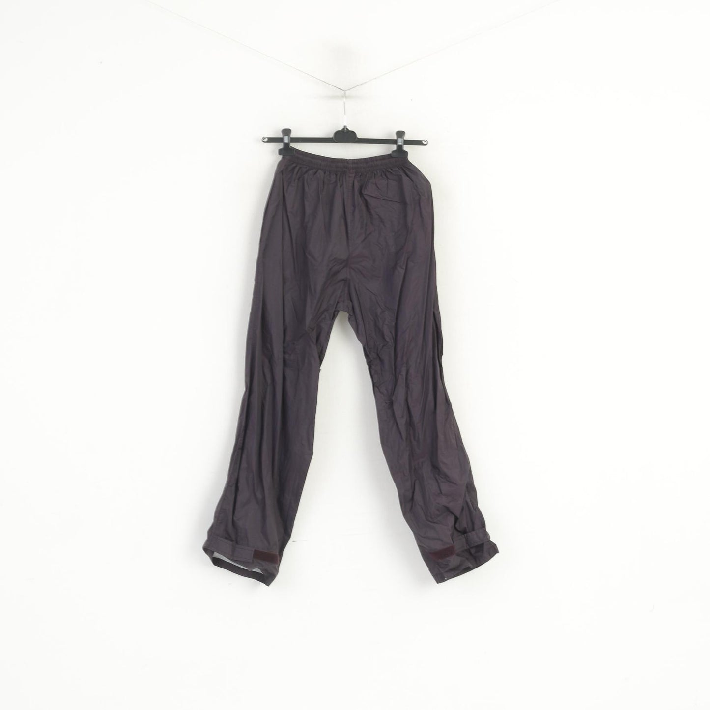 Pantaloni vintage da uomo S neri viola lucidi Pantaloni leggeri da esterno impermeabili al 100% in nylon