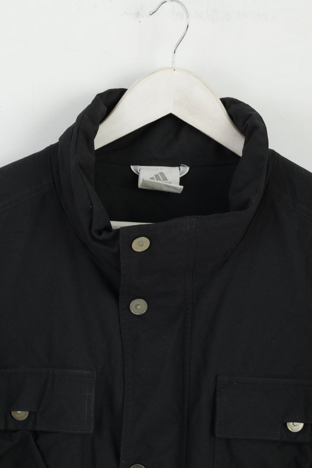 Adidas Men L Jacket Black Nylon Waterproof Full Zipper Multi Pocket Top