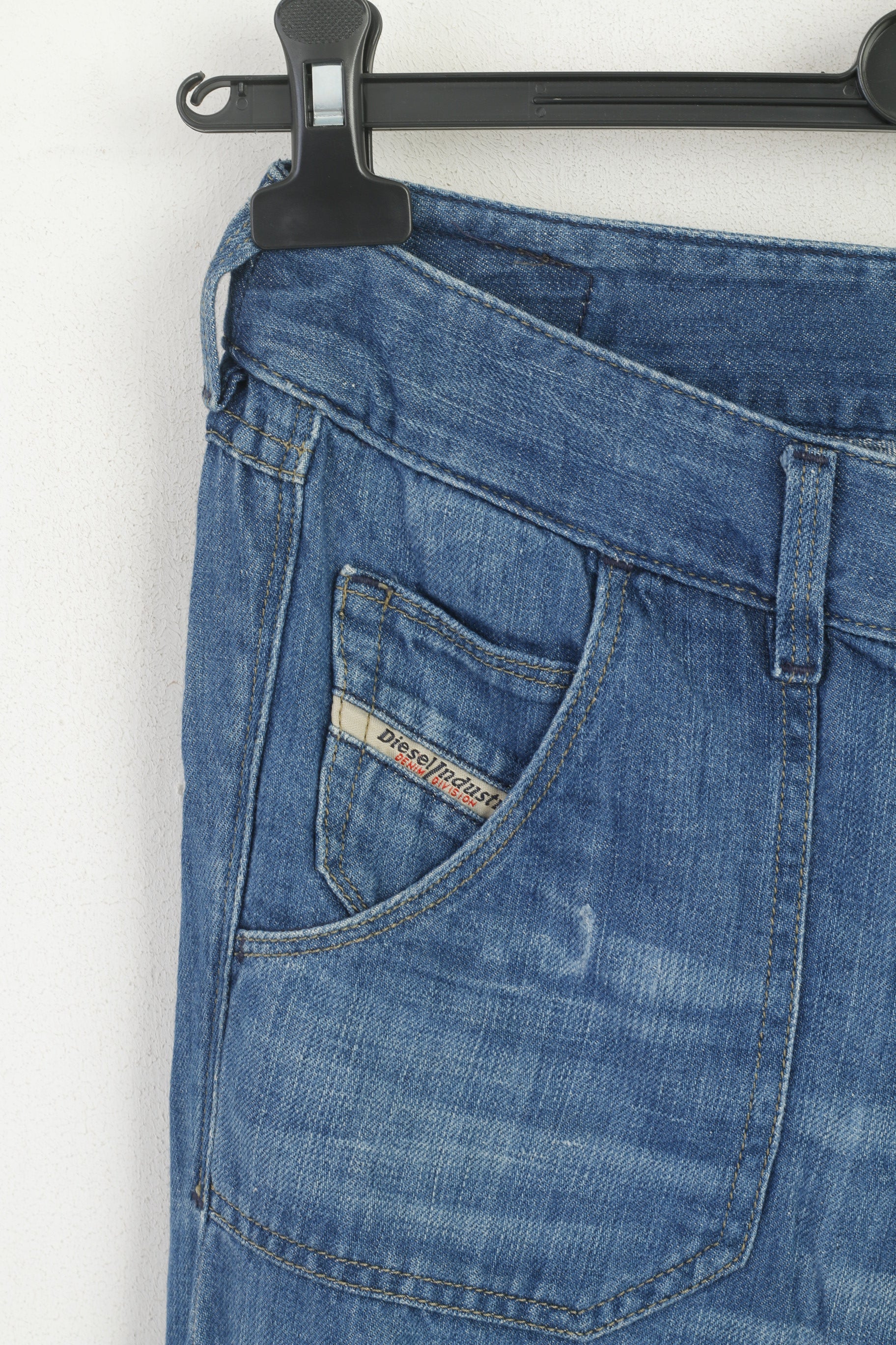 Diesel Wirky Women 26 Trousers Blue Cotton Linen WashLoose Legs Pants