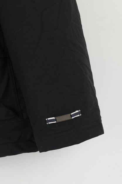 Giacca Adidas Uomo L Giacca nera in nylon impermeabile con cerniera intera e multitasche