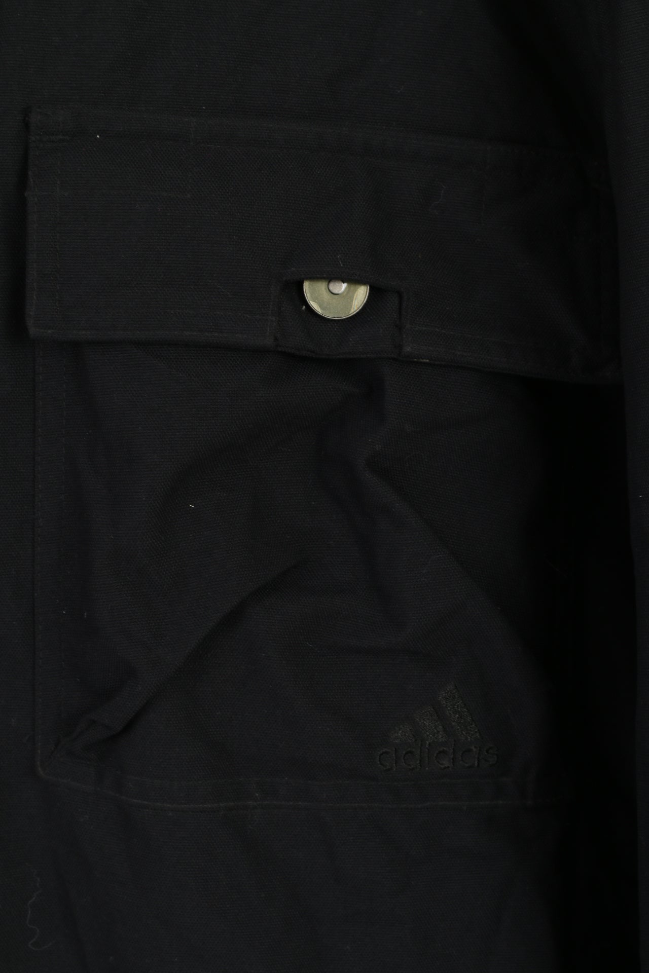 Adidas Men L Jacket Black Nylon Waterproof Full Zipper Multi Pocket Top