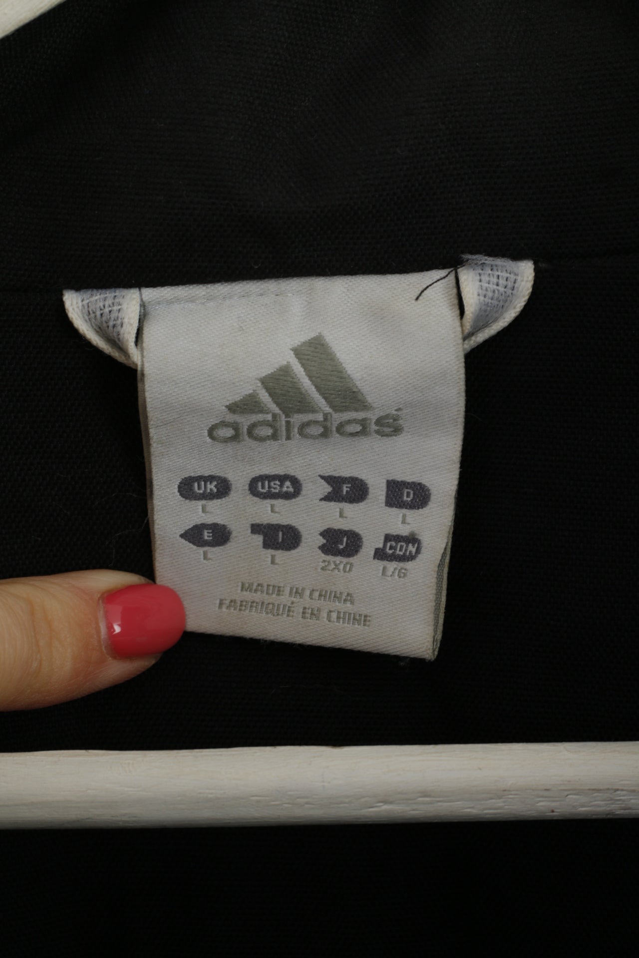 Adidas Hommes L Veste Noir Nylon Imperméable Pleine Fermeture Éclair Multi Poche Haut
