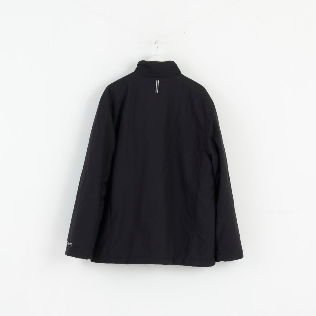 Adidas Men L Jacket Black Nylon Waterproof Full Zipper Multi Pocket Top