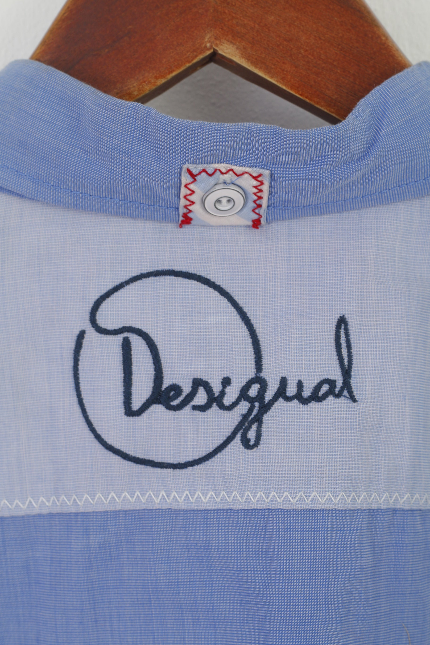 Desigual Men S Casual Shirt Blue Cotton Slim Fit Oceanic Skyline La Vida Es Chula Top