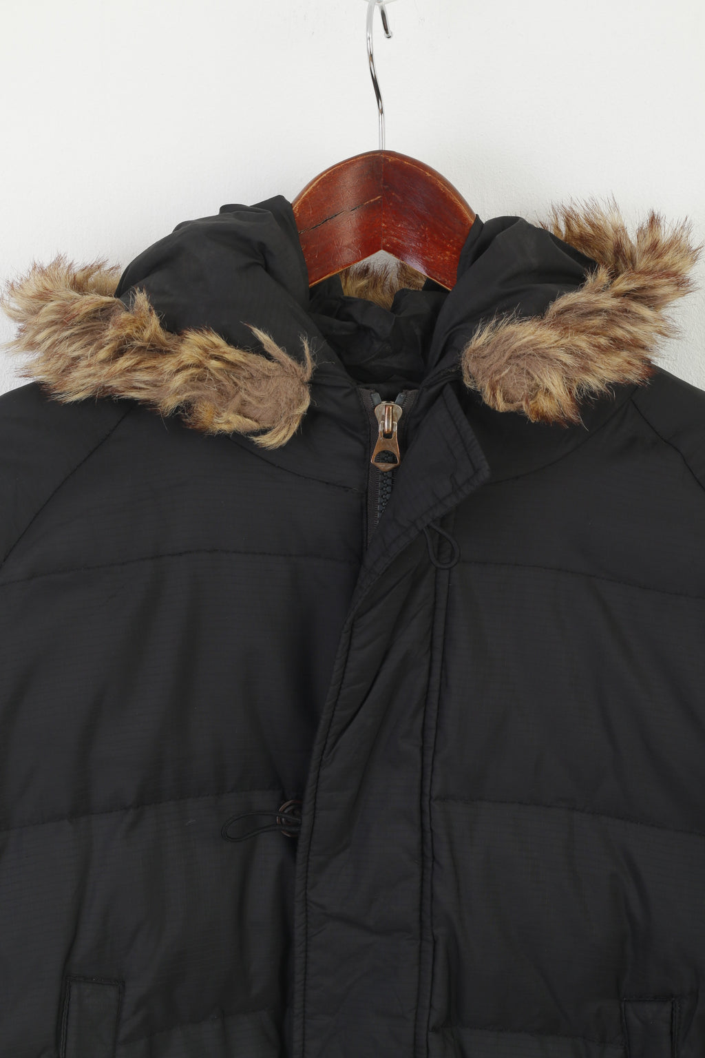 Diesel Women M Jacket Black Nylon Hooded Cropped Zip Up Padded Bomber Top