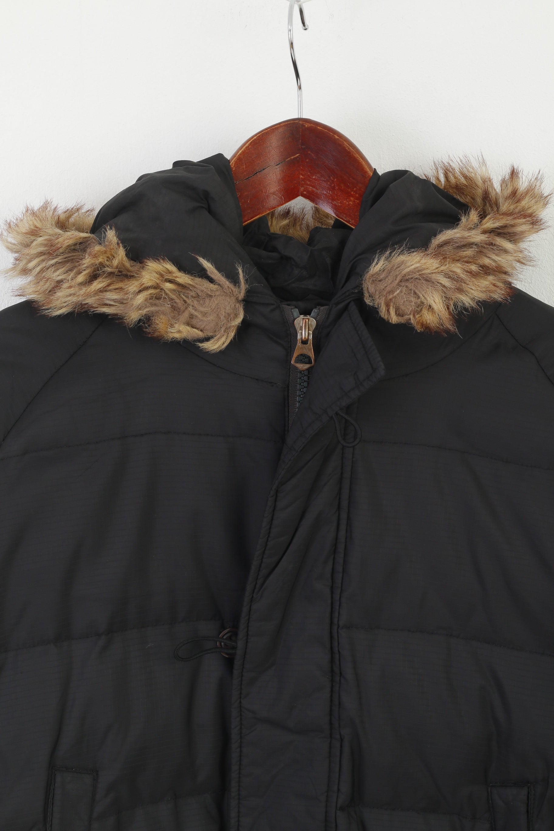 Diesel Women M Jacket Black Nylon Hooded Cropped Zip Up Padded Bomber Top