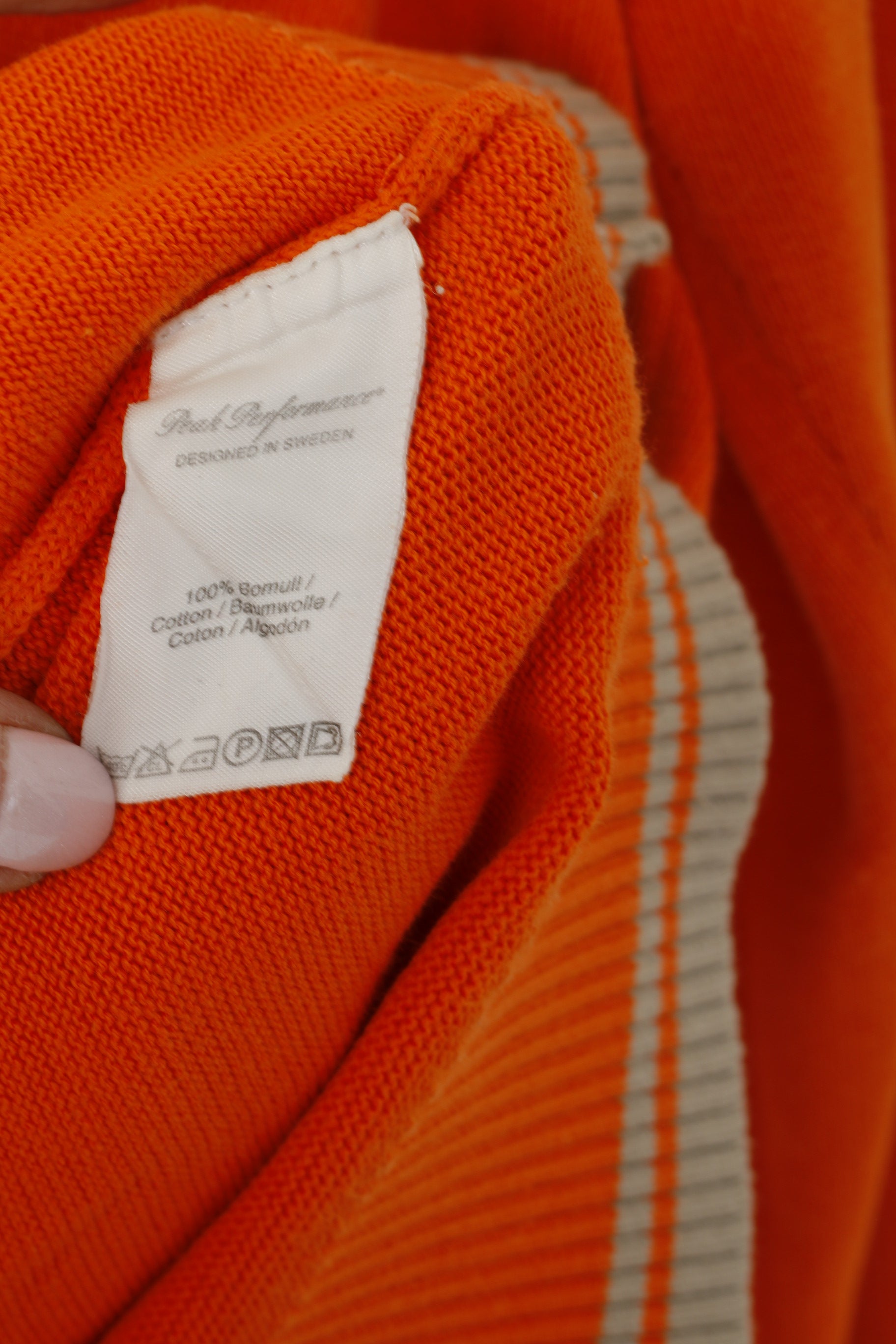 Peak Performance Femmes M Jumper Orange Coton Col V Slim Fit Pull