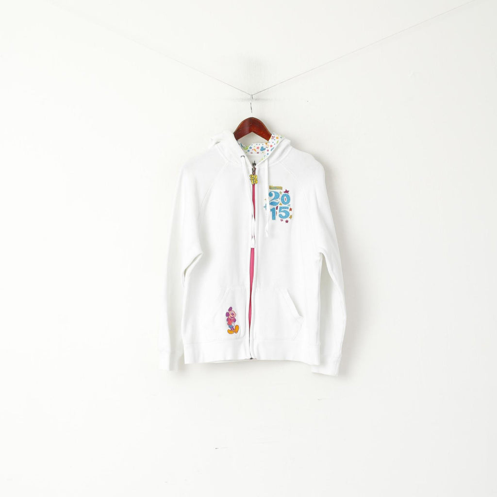Parcs Disney Femmes XL Sweatshirt Blanc Coton 2015 Walt Disney Zip Up Top