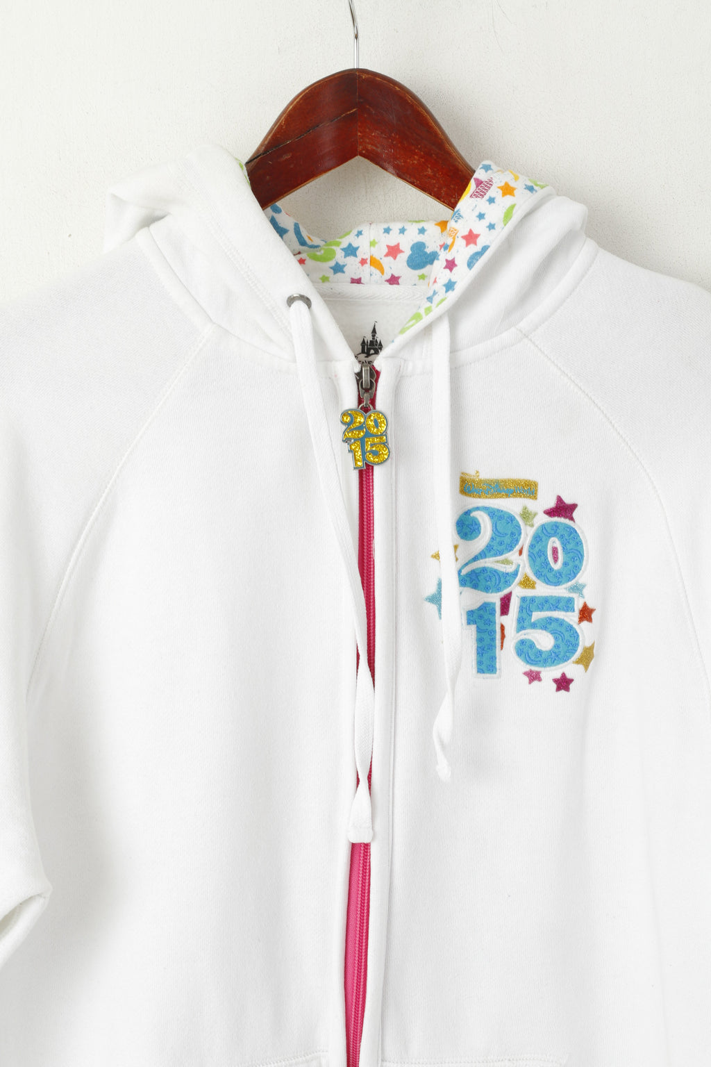 Parcs Disney Femmes XL Sweatshirt Blanc Coton 2015 Walt Disney Zip Up Top