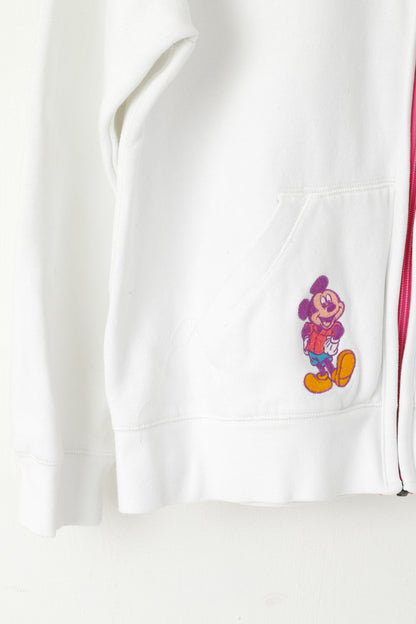 Disney Parks Women XL Sweatshirt White Cotton 2015 Walt Disney Zip Up Top