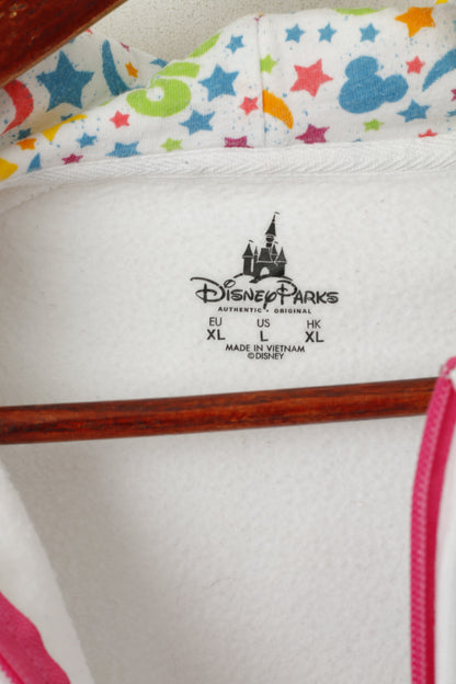 Disney Parks Women XL Sweatshirt White Cotton 2015 Walt Disney Zip Up Top