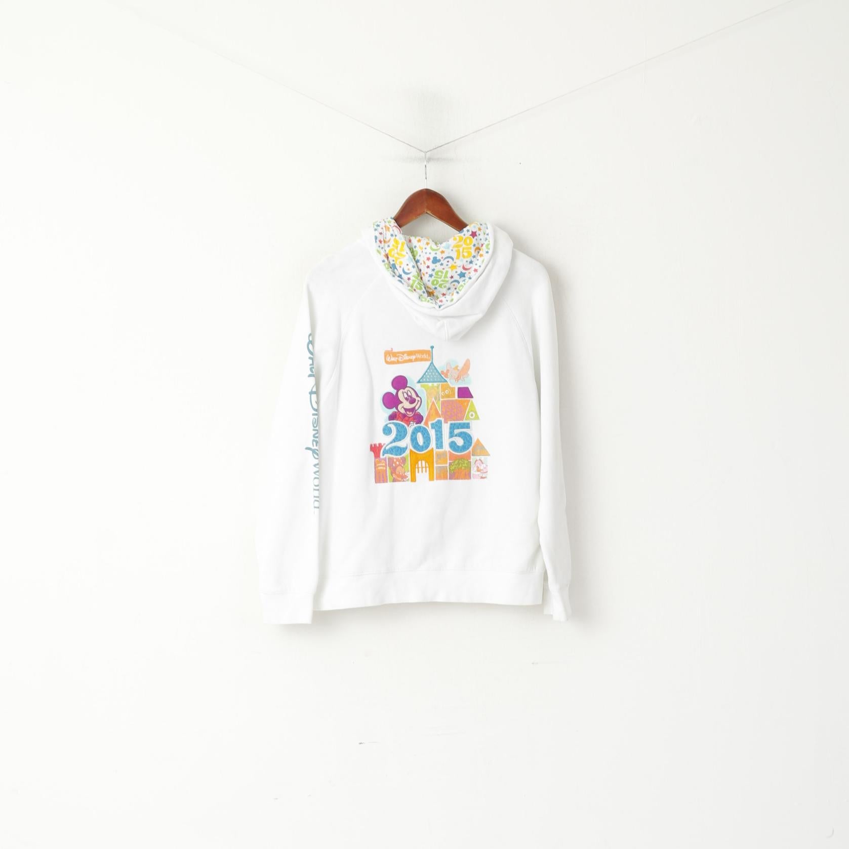 Parcs Disney Femmes XL Sweatshirt Blanc Coton 2015 Walt Disney Zip Up Top