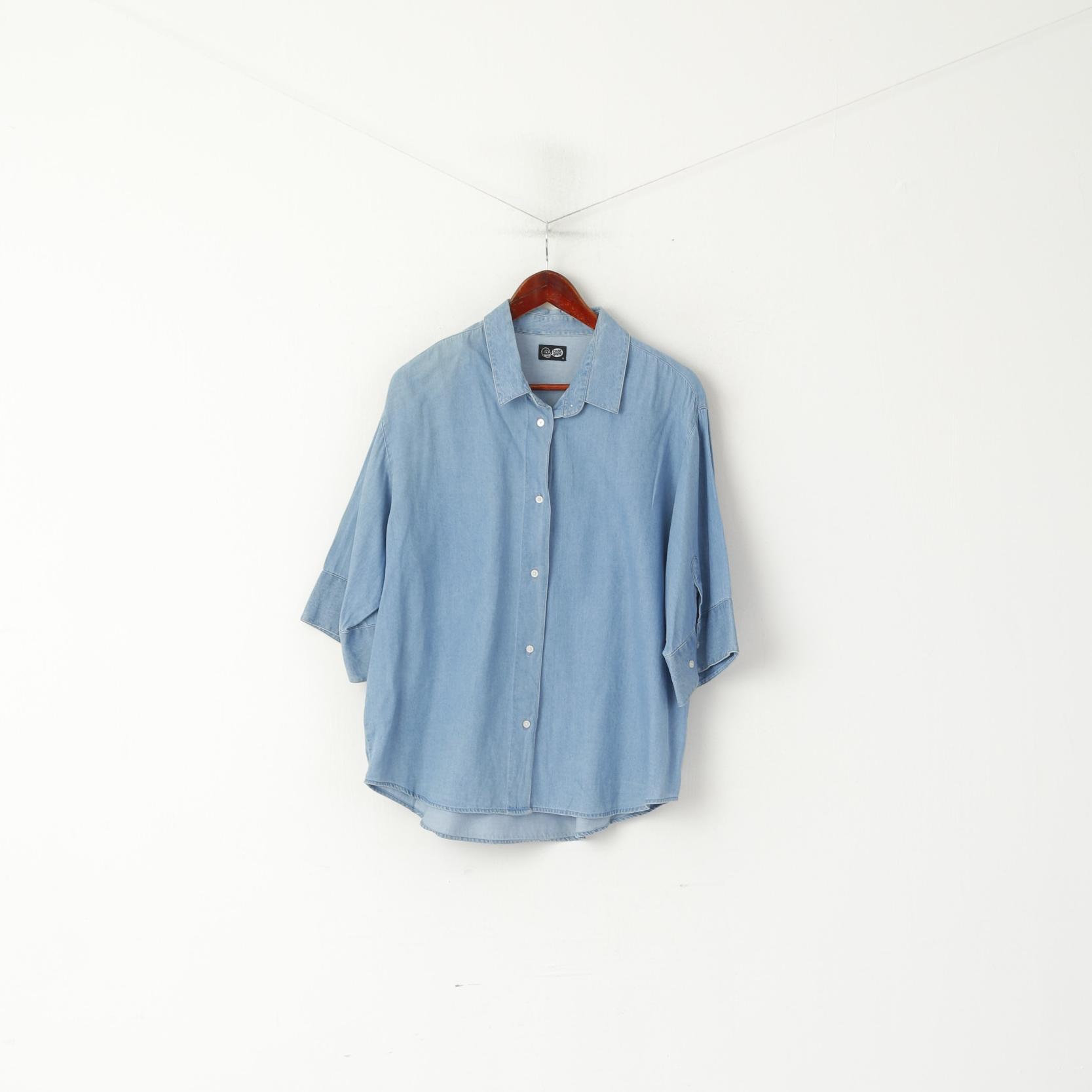 Cheap Monday Women S Casual Shirt Blue Denim Oversize Jeans Cotton Soft Top