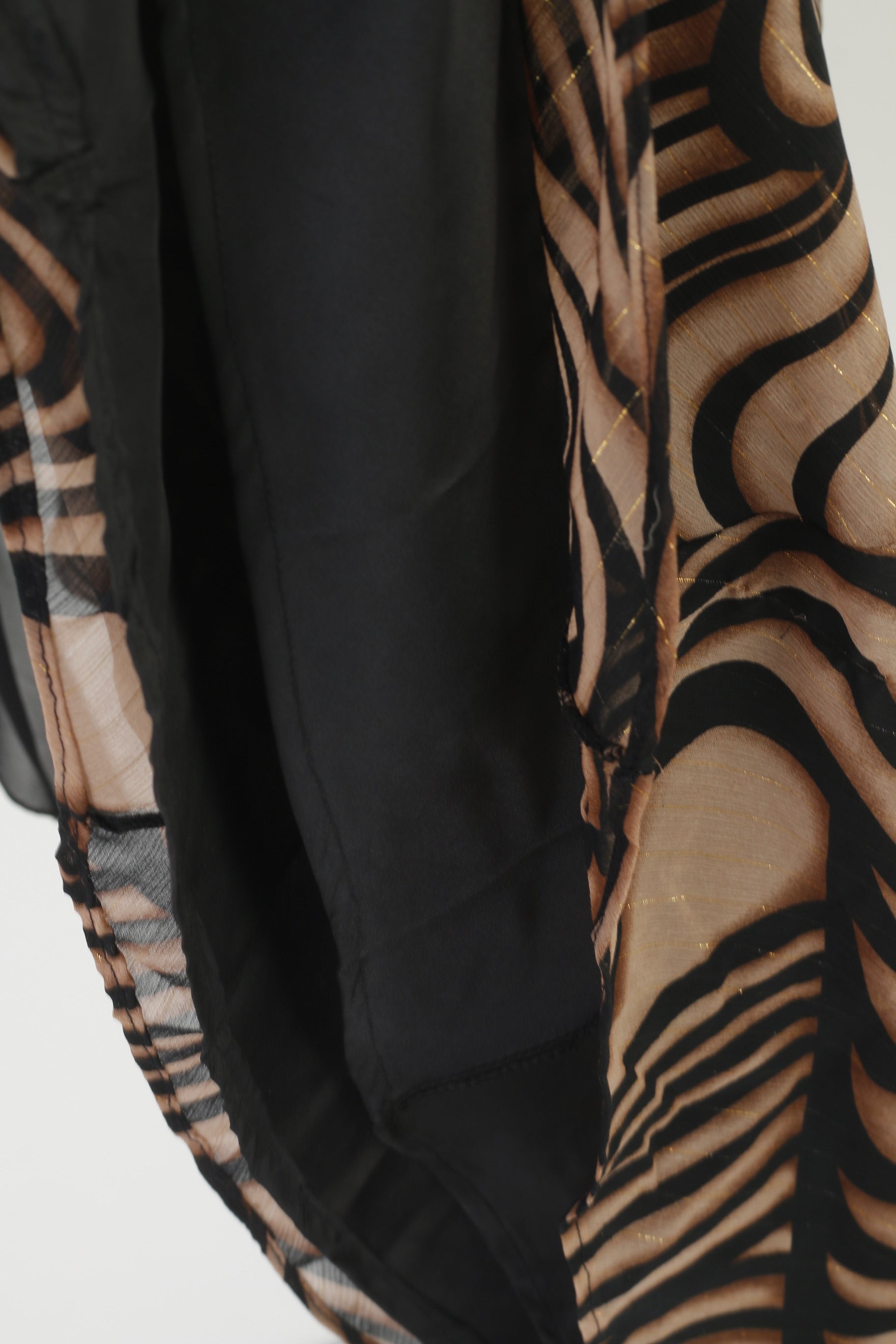 Creatif Paris Women 42 M Dress Brown Maxi Spaghetti Straps Gold Thread Elegant