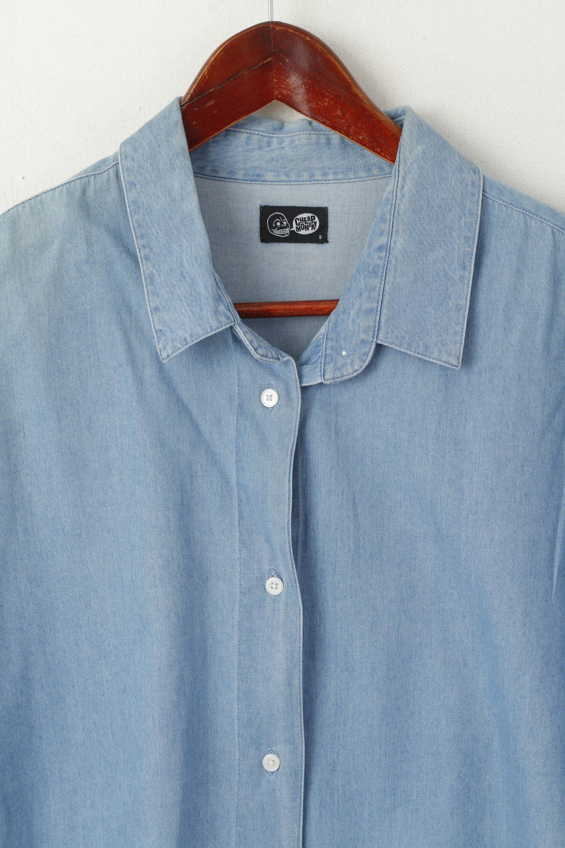 Cheap Monday Women S Casual Shirt Blue Denim Oversize Jeans Cotton Soft Top