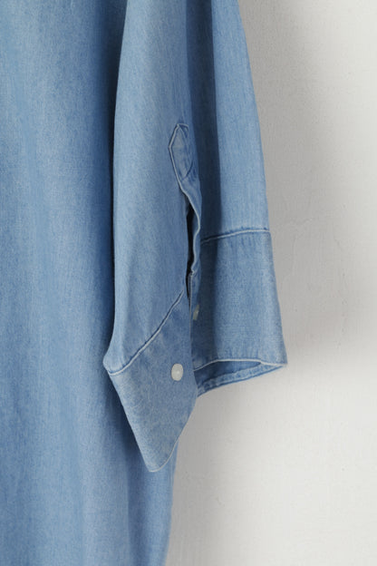 Cheap Monday Women S Casual Shirt Blue Denim Oversize Jeans Cotton Soft Top
