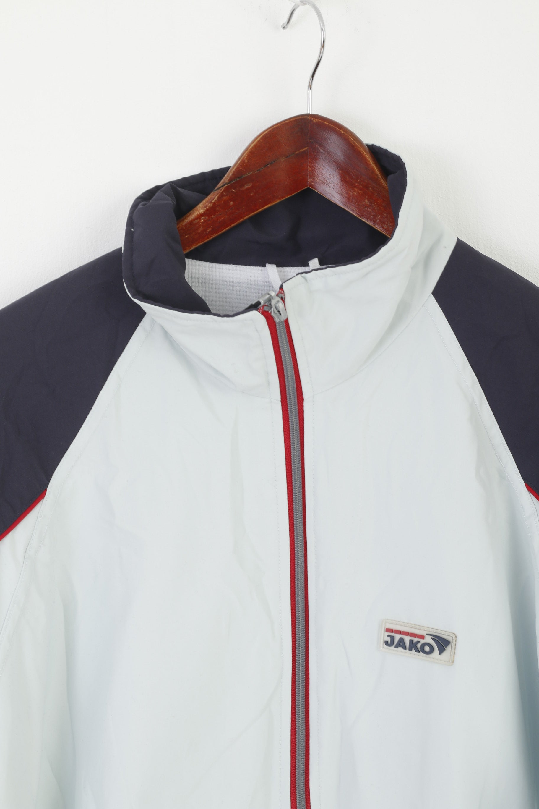 Jako Men L Jacket Blue Navy Vintage Sportswear Full Zipper Removable Sleeve Top