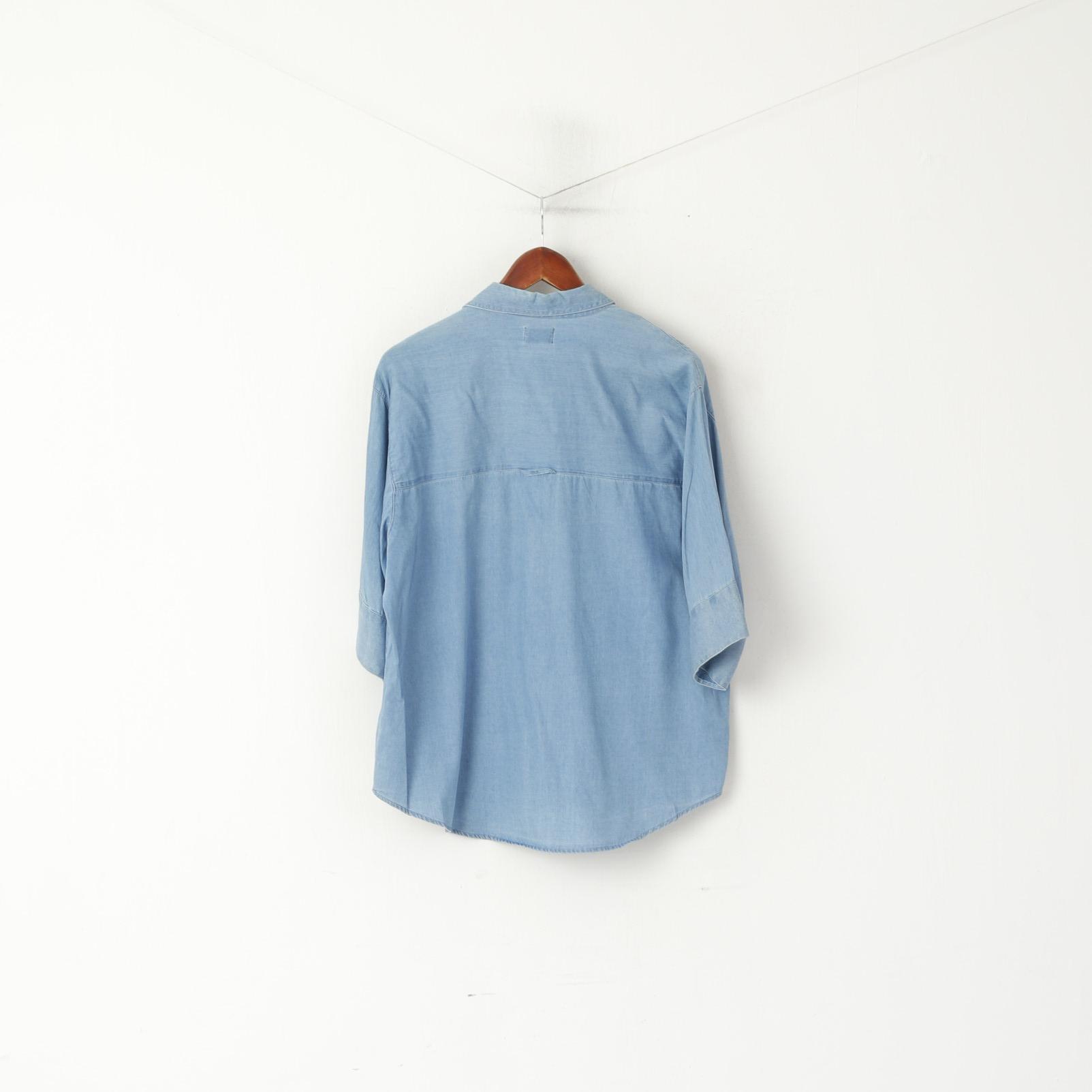 Cheap Monday Women S Casual Shirt Blue Denim Oversize Jeans Cotton Soft Top