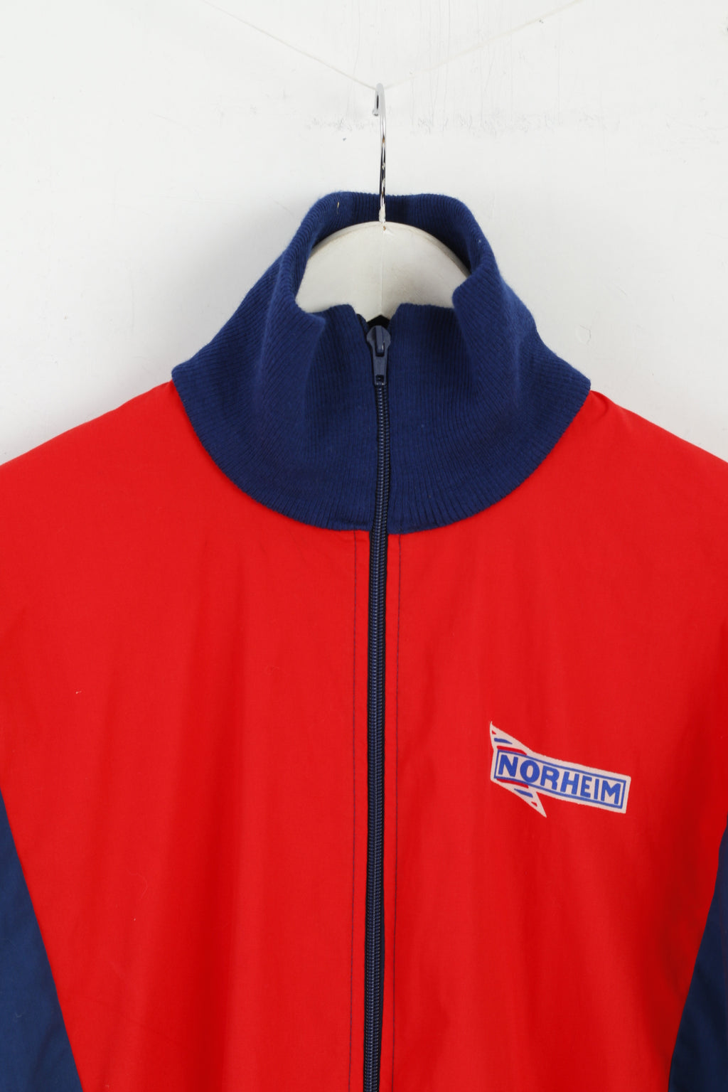 Norheim Men S/M Jacket Red Navy Vintage Zip Up Lightweight Oldschool '90 Top