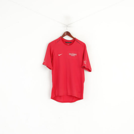 Maglia Nike Uomo M Rossa Team Sportia Simrishamn Calcio Vintage Jeraey Top