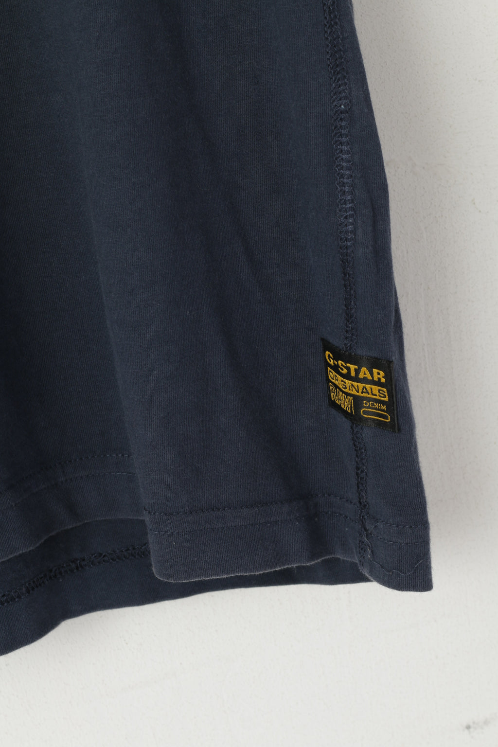 G-Star Raw Denim Chemise pour homme en coton bleu marine avec logo vert à col rond et manches courtes