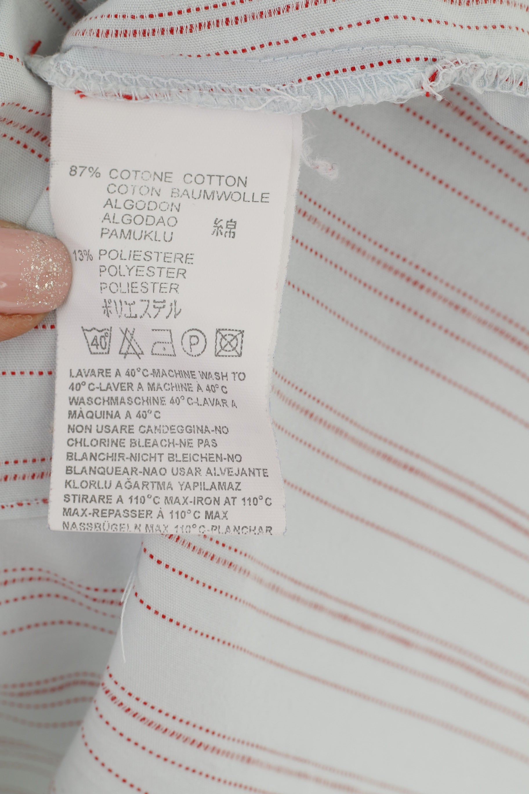 Diesel Men L (M) Casual Shirt Blue Striped Cotton Pockets Short Sleeve Retro Top