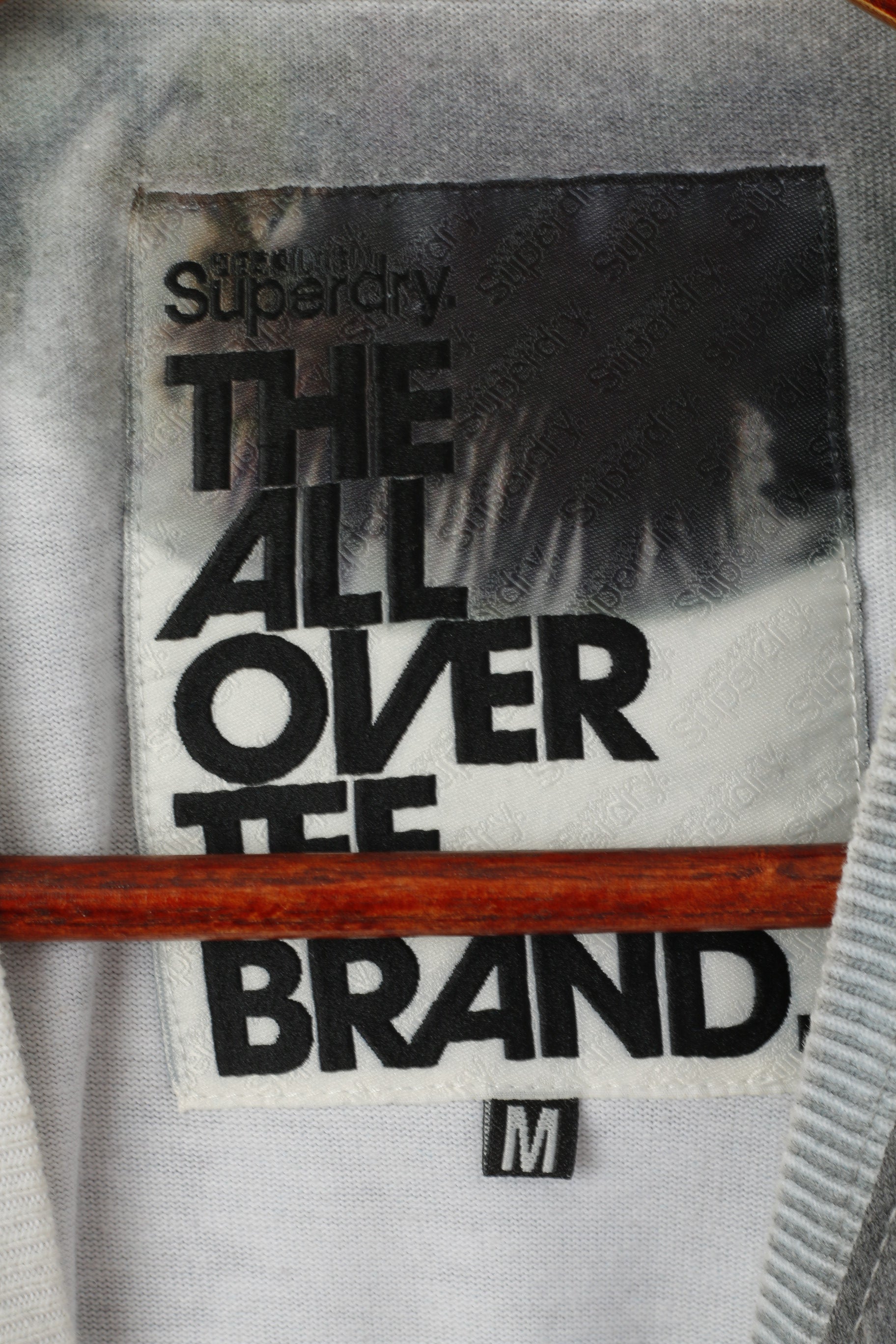 Camicia da uomo M Superdry Top a maniche corte con logo grafico in cotone grigio con palme