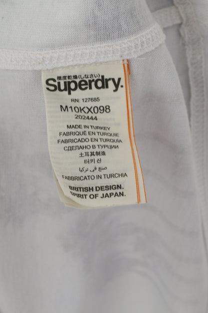Superdry Men M Shirt Gray Cotton Graphic Palms Logo Short Sleeve Top