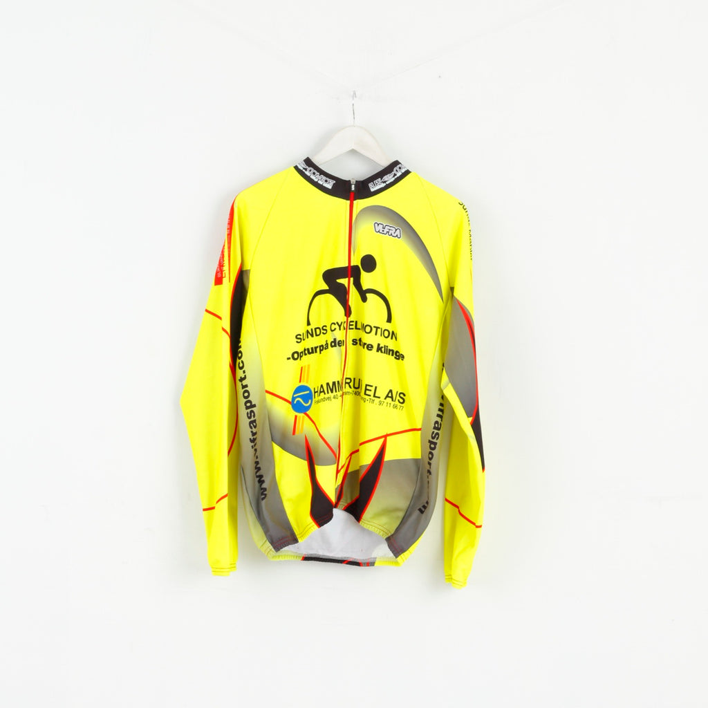 VLoFRA Men 8 L Cycling Shirt Yellow Long Sleeve Full Zipper Bike Jersey Italy Top