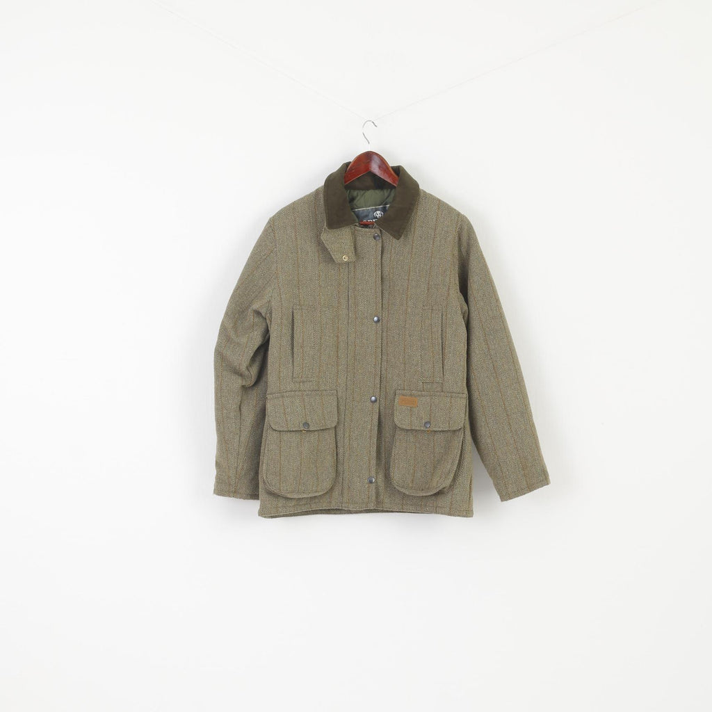 Openair Countrywear Women 12 M Jacket Green Tweed Shooting Hunting Full Zipper Top