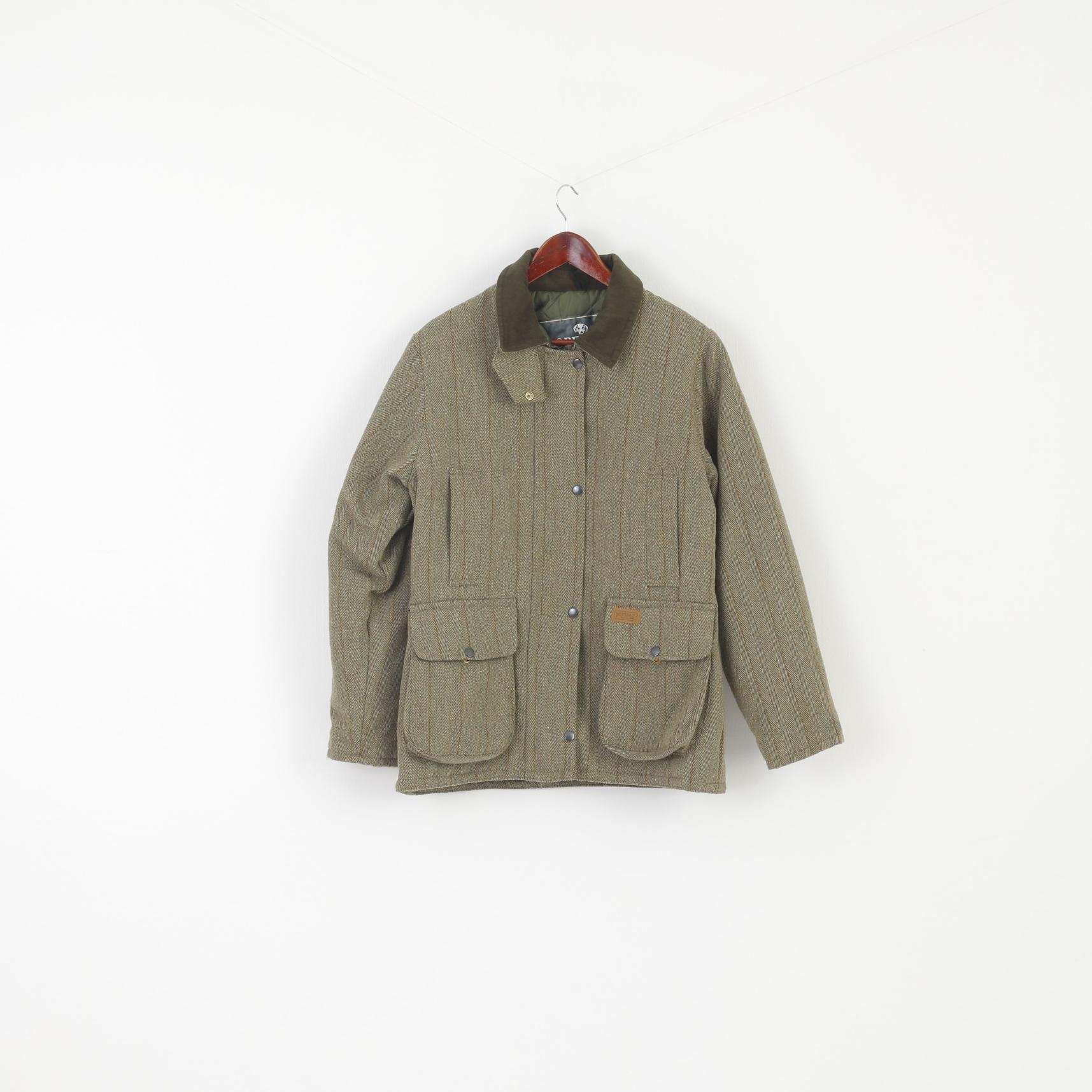 Openair Countrywear Women 12 M Jacket Green Tweed Shooting Hunting Full Zipper Top