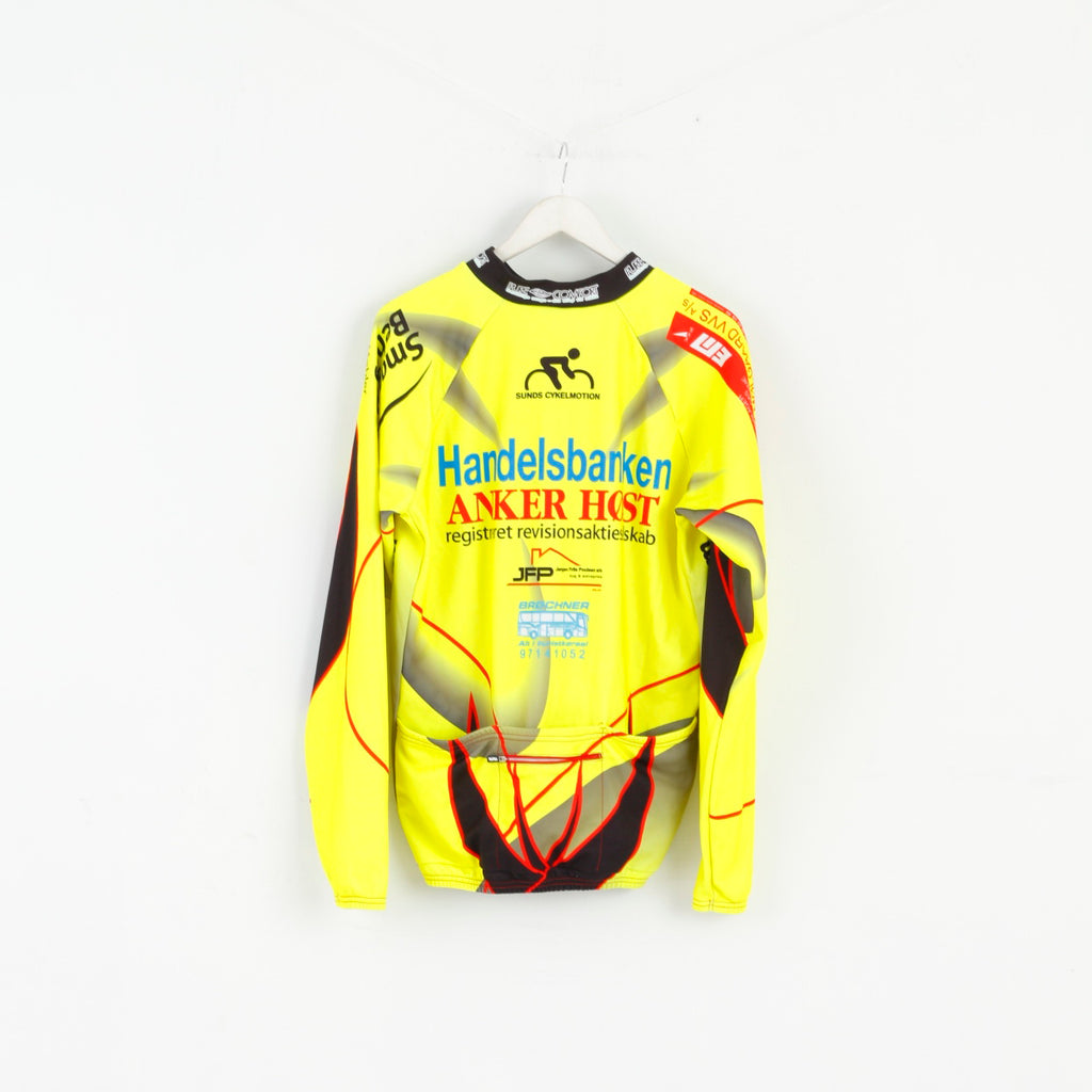 VLoFRA Men 8 L Cycling Shirt Yellow Long Sleeve Full Zipper Bike Jersey Italy Top