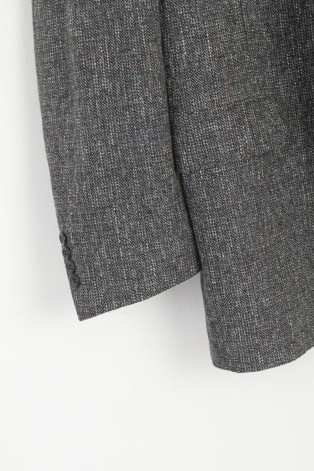 Saxony Hall Men 46 Blazer Navy Vintage Wool Single Breasted Shoulder Pads Jacket