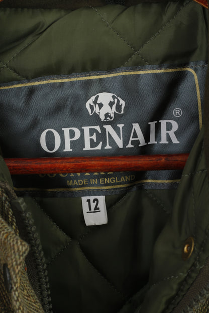 Openair Countrywear Donna 12 M Giacca Verde Tweed Tiro Caccia Top con cerniera intera
