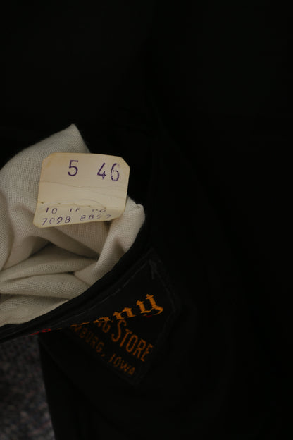 Saxony Hall Men 46 Blazer Navy Vintage Wool Single Breasted Shoulder Pads Jacket